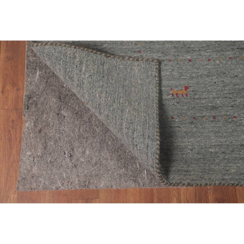 Gray Gabbeh Oriental Area Rug Wool Carpet - 8'0"x 9'8"