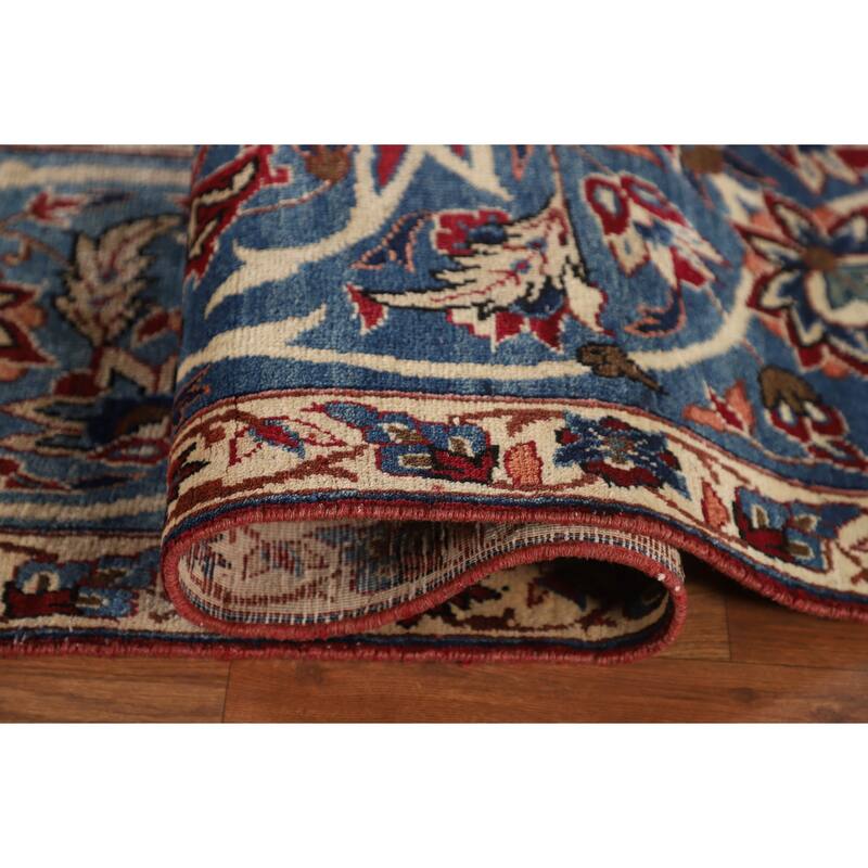 Vegetable Dye Isfahan Persian Antique Area Rug Handmade Wool Carpet - 9'2"x 13'8"