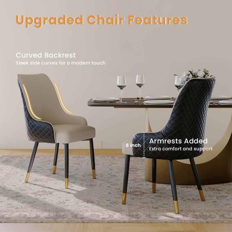 Kuna Mid-Century Faux Leather Dining Chair, Metal Legs, Density Sponge