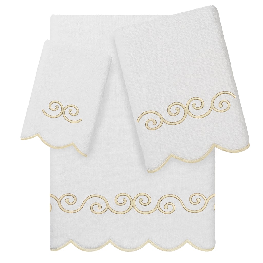 Authentic Hotel and Spa 100% Turkish Cotton SYMMETRA Scallop Embellished Towel Collection.
