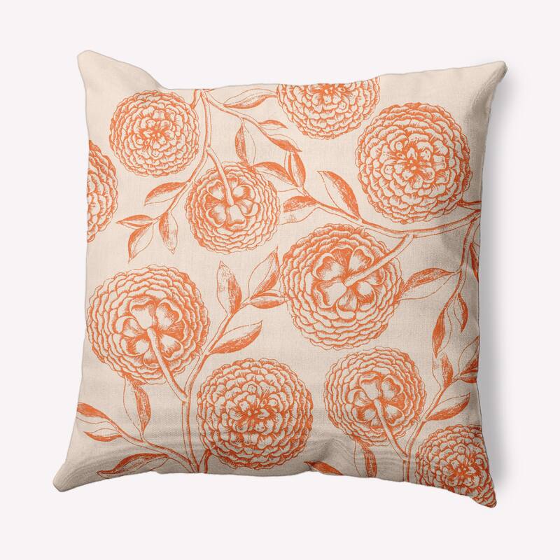 Antique Flowers Decorative Throw Pillow - Orange - 26" x 26"