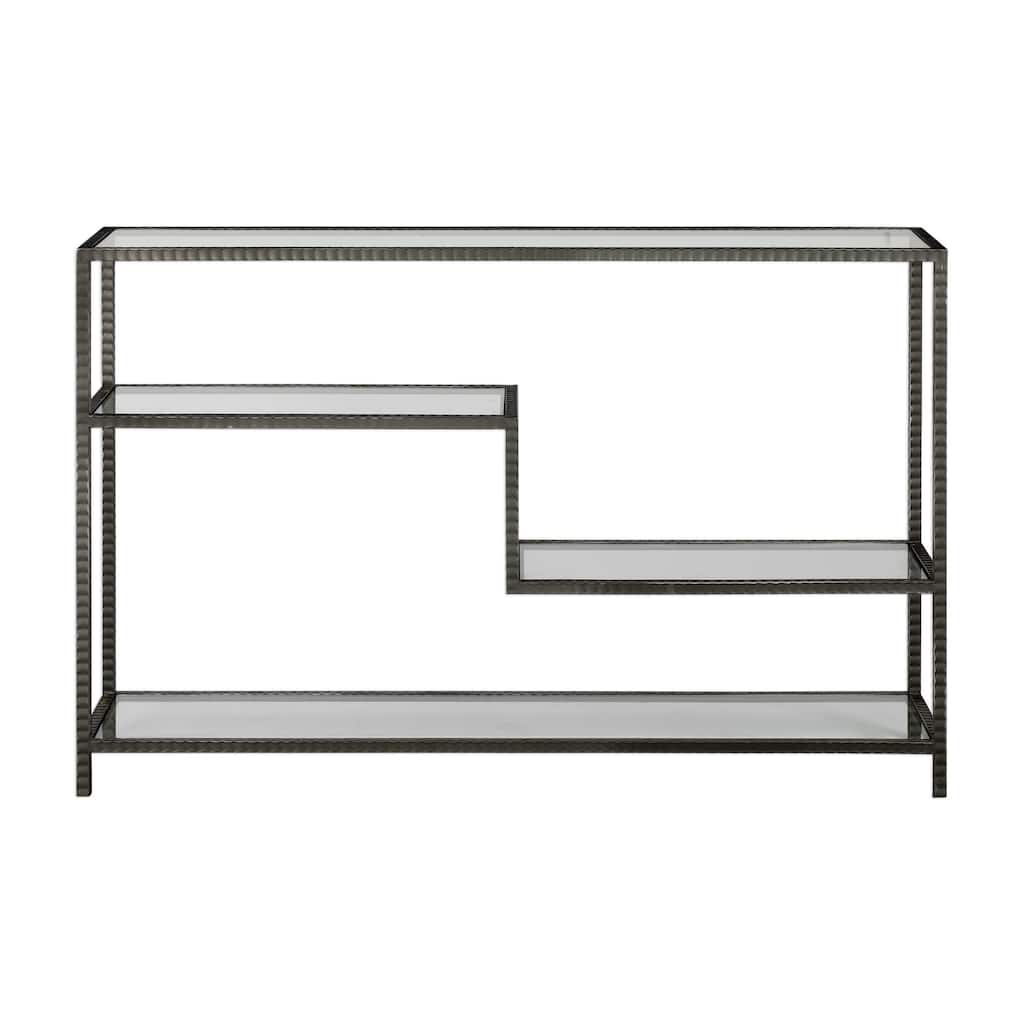 Uttermost Leo 52 Inch Wide Iron Console Table with Tempered Glass