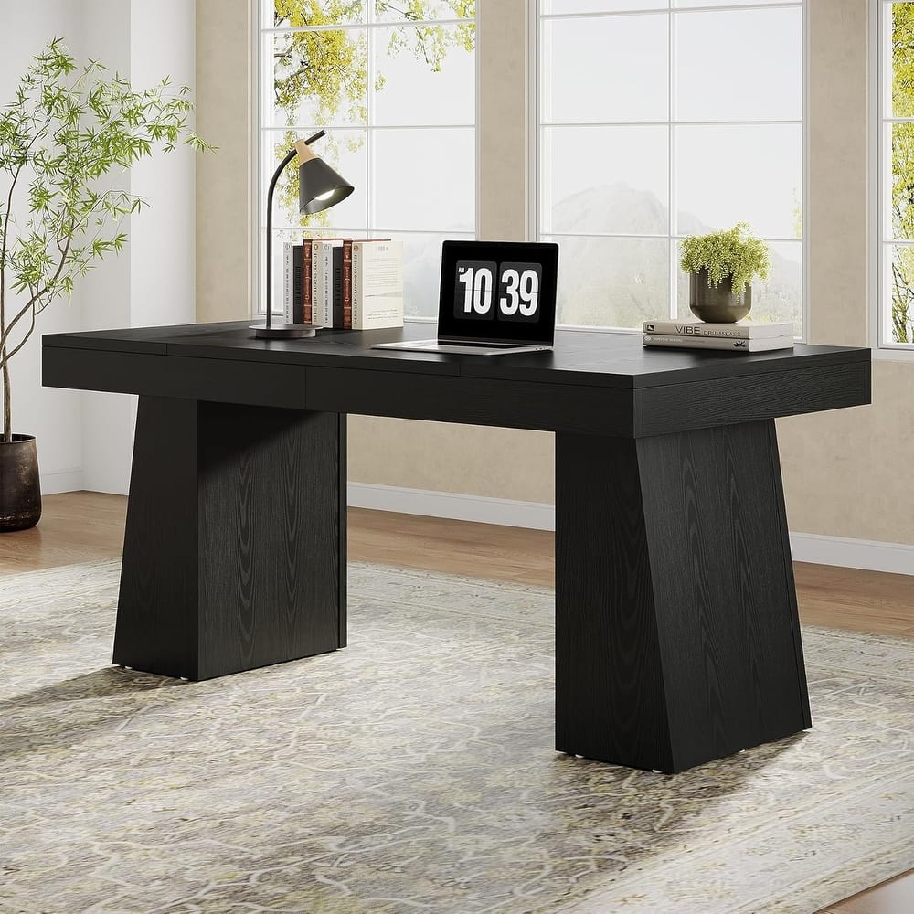 55" Executive Desk, Office Desk with Double Pedestal for Home Office