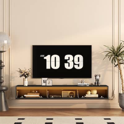 Wall Mounted TV Stand with Led Lights & Power Outlet for Living Room