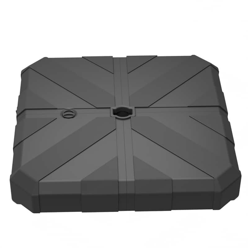 Black Heavy-Duty Outdoor Umbrella Base for 2.4 Inch Poles 143 lbs Sand or 130 lbs Water Fill HDPE Plastic Metal Cross Base