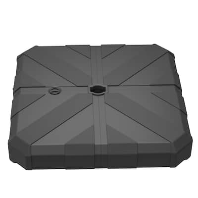Black Heavy-Duty Outdoor Umbrella Base for 2.4 Inch Poles 143 lbs Sand or 130 lbs Water Fill HDPE Plastic Metal Cross Base