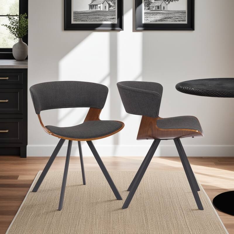 Ulric Wood and Metal Modern Dining Room Accent Chair