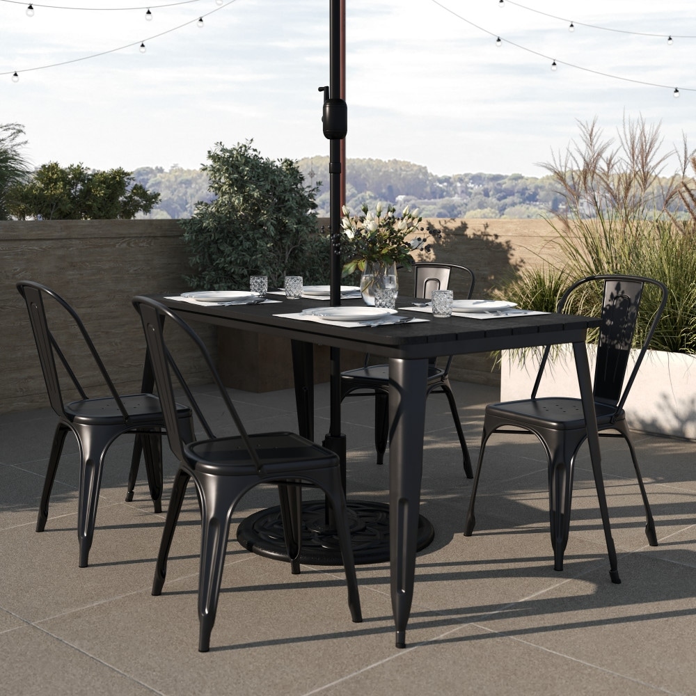 Resin outdoor dining best sale table with umbrella hole