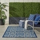 preview thumbnail 1 of 103, Nourison Aloha Transitional Scroll Indoor/Outdoor Damask Rug 3'6" x 5'6" - Blue