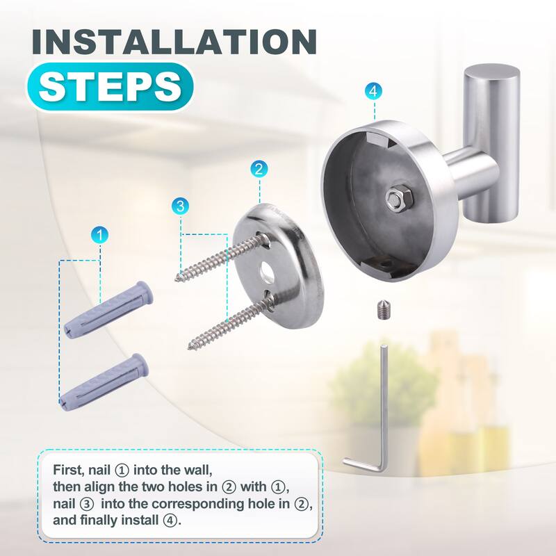 WOWOW Stainless Steel J-Hook Robe/Towel Hook 6-Pack