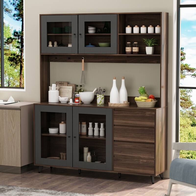 63'' Wide Tempered Glass Door Storage Equipped Sideboards & Buffets