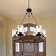 preview thumbnail 1 of 24, Rustic 6 Light Wagon Wheel Chandelier with Seeded Glass Shade 24.8in