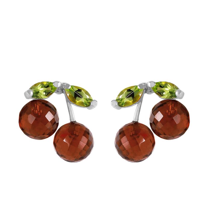 14K Solid Gold Gemstone Earrings w/ Natural Garnets & Peridots