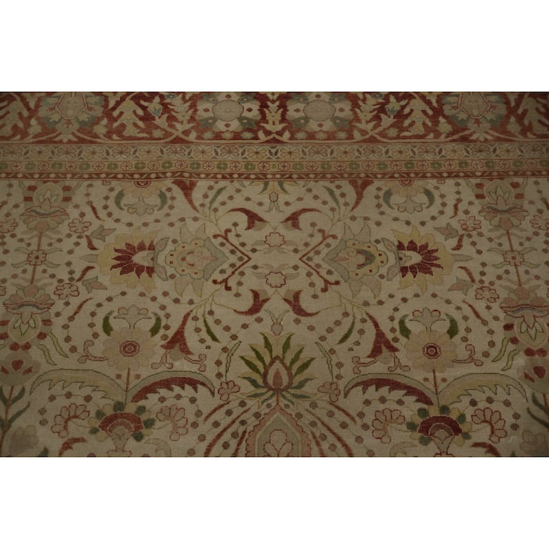 Hand Knotted Oriental 100% Wool Carpet Traditional All-Over Beige & Ivories Ziegler Area Rug - 14' 8'' X 15' 2''