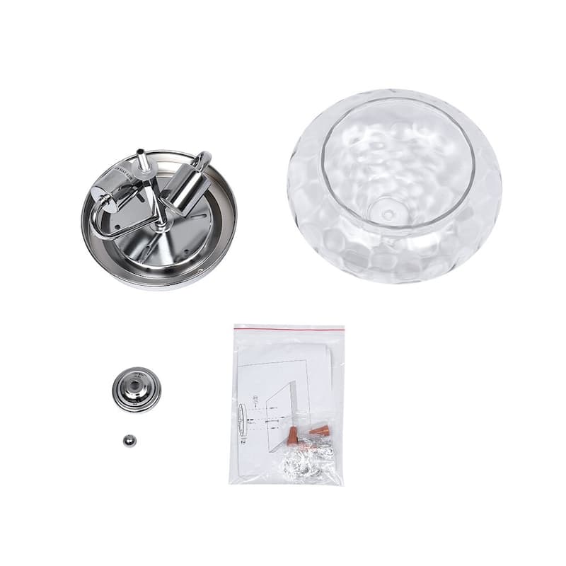 Modern Farmhouse 2-light Water Pattern Hammered Glass Flush Mount 9in