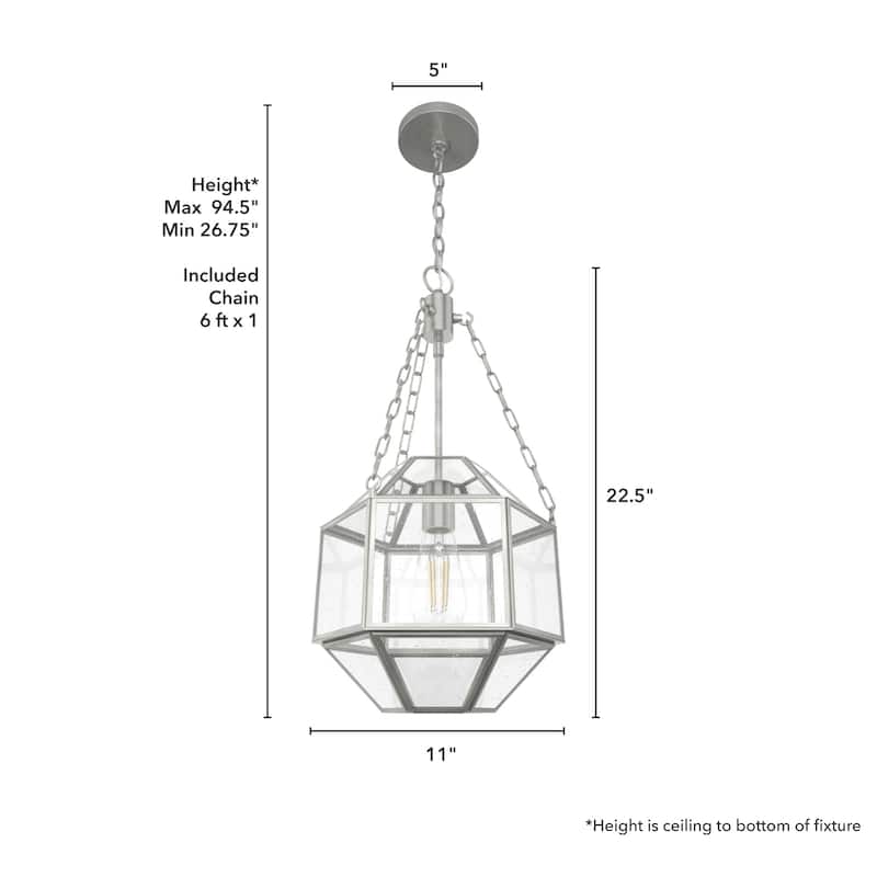 Hunter 11" Indria 1-Light Pendant - Kitchen Island, Dining Room, Entry - Industrial, Contemporary, Geometric