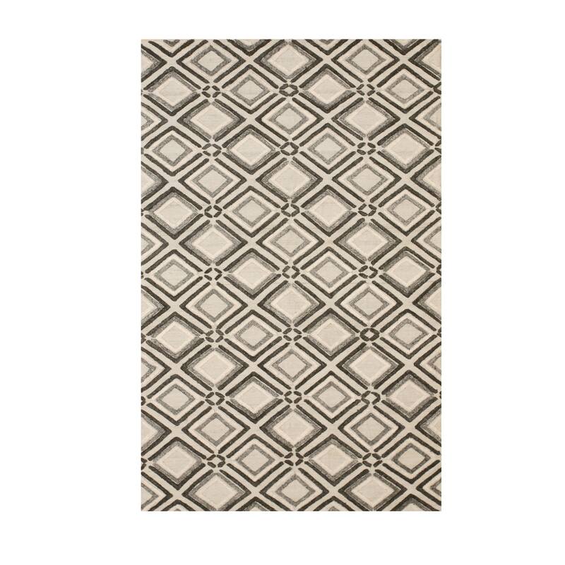 Gray Contemporary Geometric Raga Area Rug - 5' x 8' - 5' x 8' - Gray