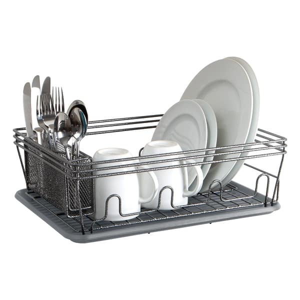 NEX Single Layer Adjustable Dish Rack, Stainless Steel, Silver