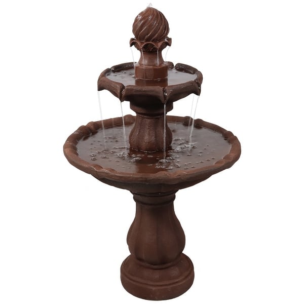 slide 12 of 37, Sunnydaze Two Tier Solar-on-Demand Fountain, 35 Inch Tall Brown