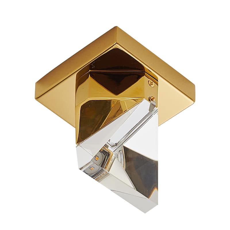 Gold LED Flush Mount With Crystal Shade