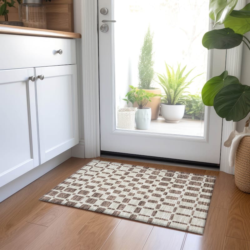 Machine Washable Indoor/ Outdoor Chantille Contemporary Geo Rug