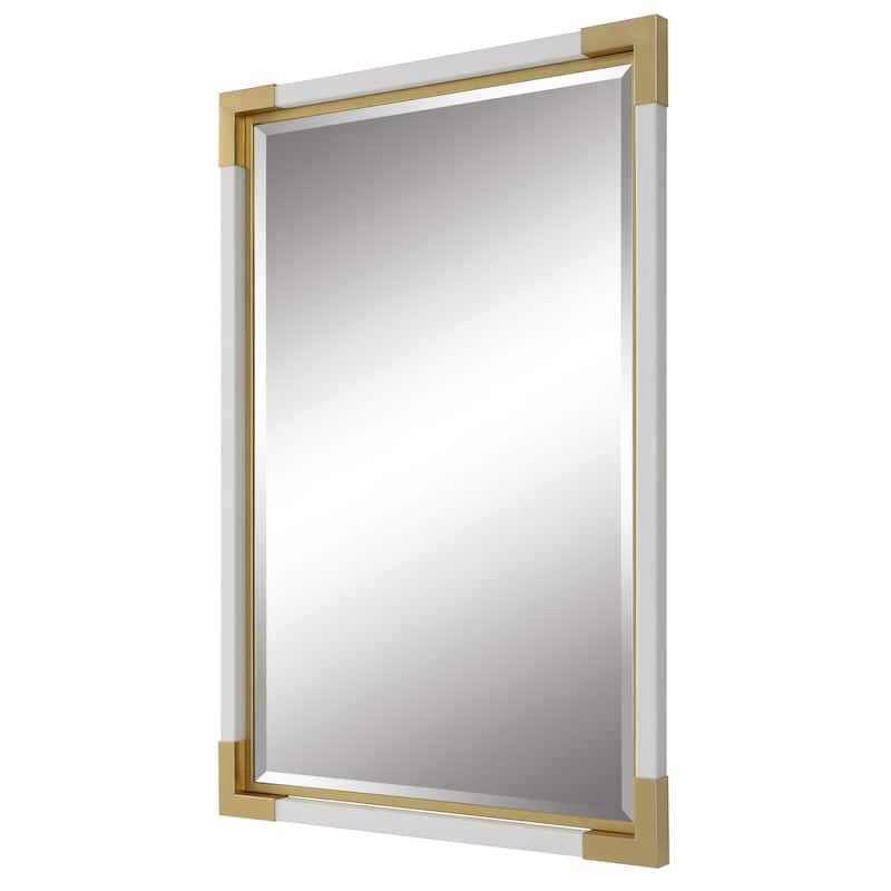 Uttermost Malik White & Gold Mirror - 27"W X 39"H X 2"D