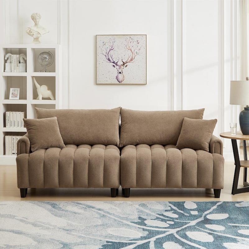 Sofa Bed with 2 Hidden Storage Bags, Multi-Functional Sleeper Sofa Loveseat with Adjustable Backrest - Brown