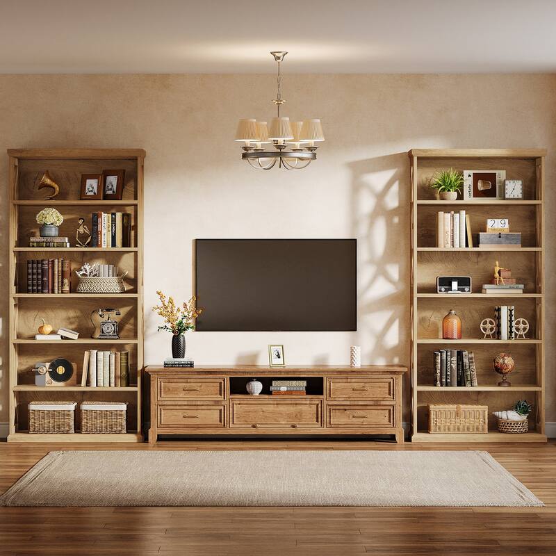 Freestanding Bookshelf, Wood Bookcase, Display Shelves Home Office Living Room Bedroom Storage