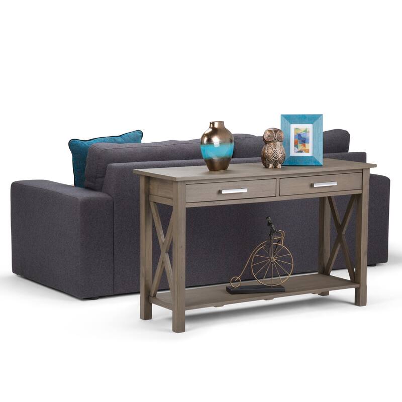 WYNDENHALL Waterloo SOLID WOOD 47 inch Wide Contemporary Console Sofa Table - 47.4 Inches wide - Farmhouse Grey