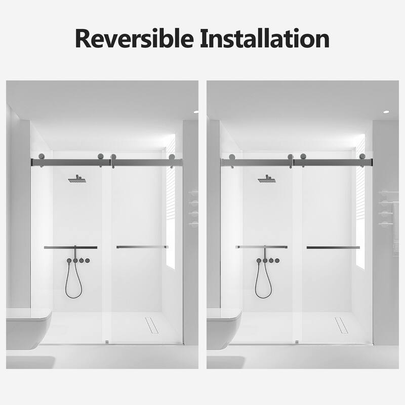 56-60 inches W *76 inches H Frameless Double Sliding
