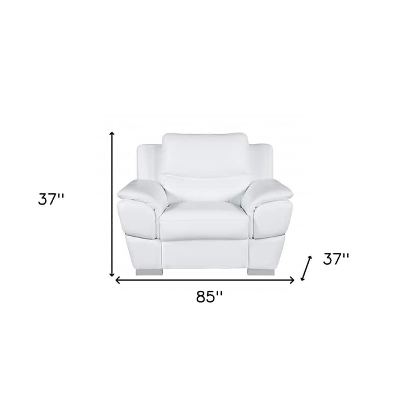 HomeRoots Three Piece Indoor White Genuine Leather Six Person Seating Set