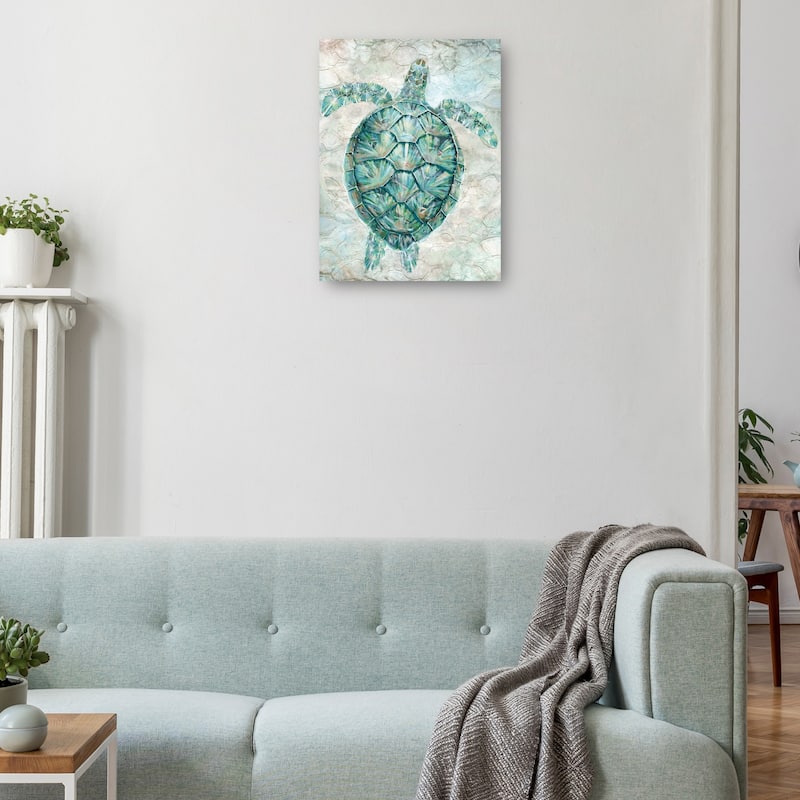 Sea Turtle Mosaic Teal By Studio Arts Canvas Art Print - Bed Bath ...