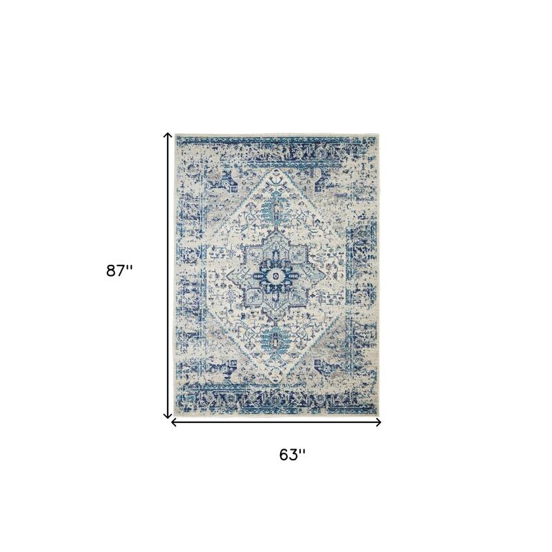HomeRootsFloral Medallion Transitional Rectangle Area Rug - 87' X '63' X '0.5