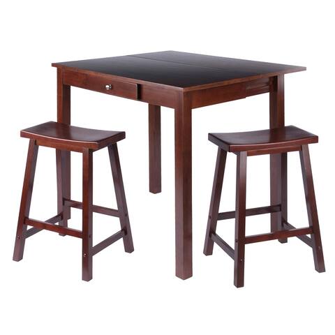 Perrone 3-Pc High Table Set, Drop Leaf Table & 2 Saddle Stools