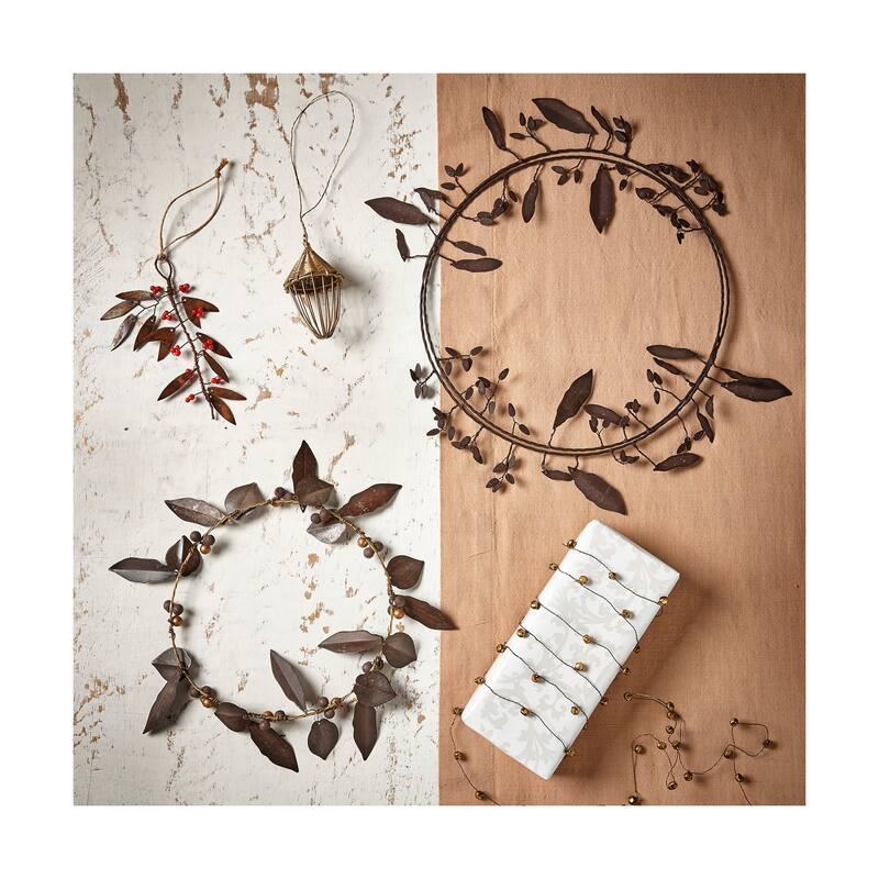 Weathered Willow Leaves & Berries Tree Ornaments - Multicolor Botanical Holiday Decor, 6" H x 1.5" L x 1.5" W