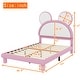 preview thumbnail 9 of 15, Upholstered Platform Bed with Cartoon Ears Shaped Headboard and LED