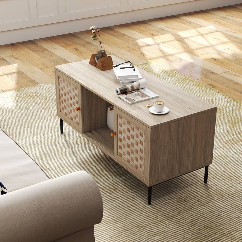 Elegant Veener Weaving Design Coffee Table
