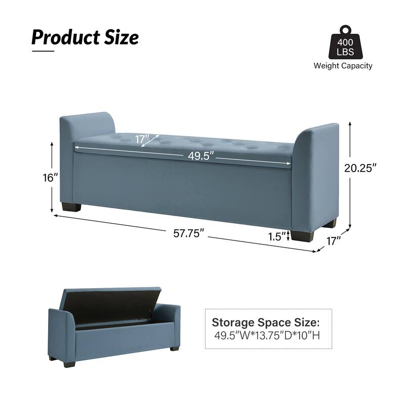 Laura Traditional 57.75"Wide Tufted Storage Bench by HULALA HOME