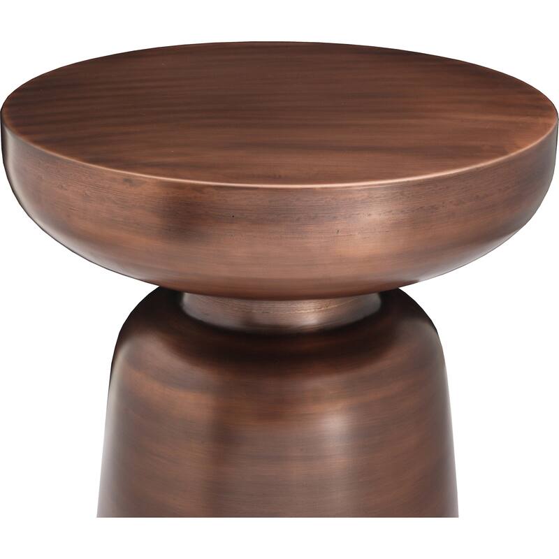 NADAAL STUDIOS Theo Accent Table, Solid Iron, Round Design, Antique Nickel Finish, Antique Copper Finish