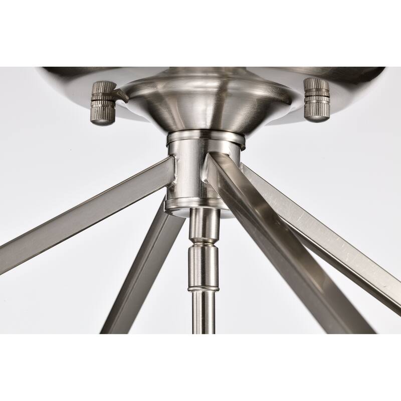 Brushed Nickel 4-Light 12 in. Cage Lantern Farmhouse Semi-flush Mount - Brushed Nickel