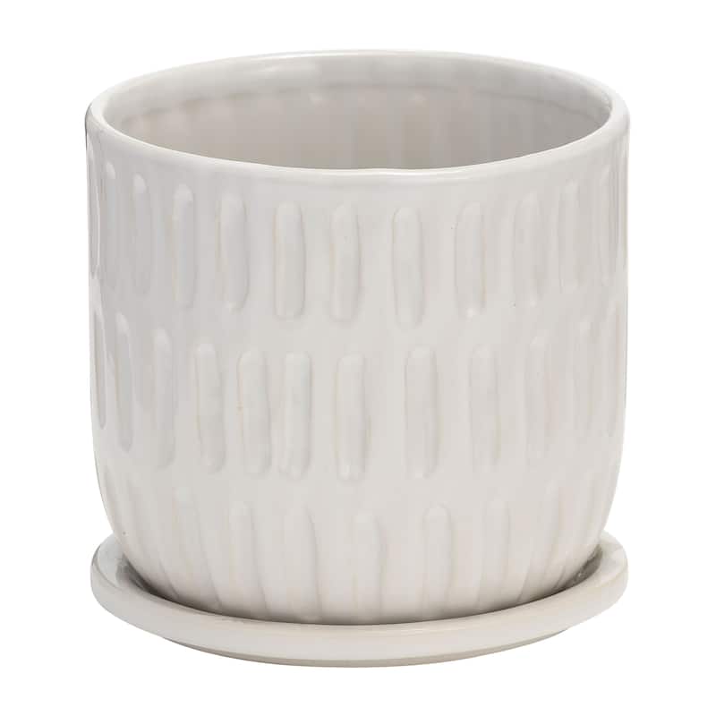Sagebrook Home Ceramic Planter with Saucer