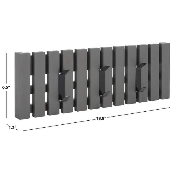 dimension image slide 5 of 12, SAFAVIEH Cato 3-Hook Wall Mounted Coat Rack - 19" W x 1" D x 7" H