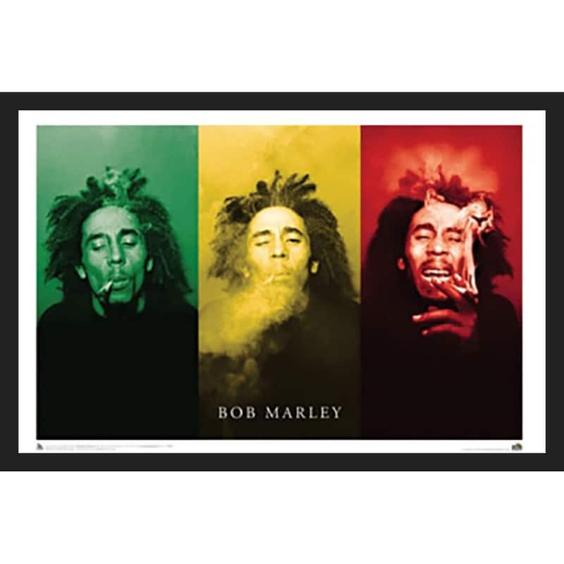 Bob Marley Smoke Treo Framed Poster - 24 x 36 Inch