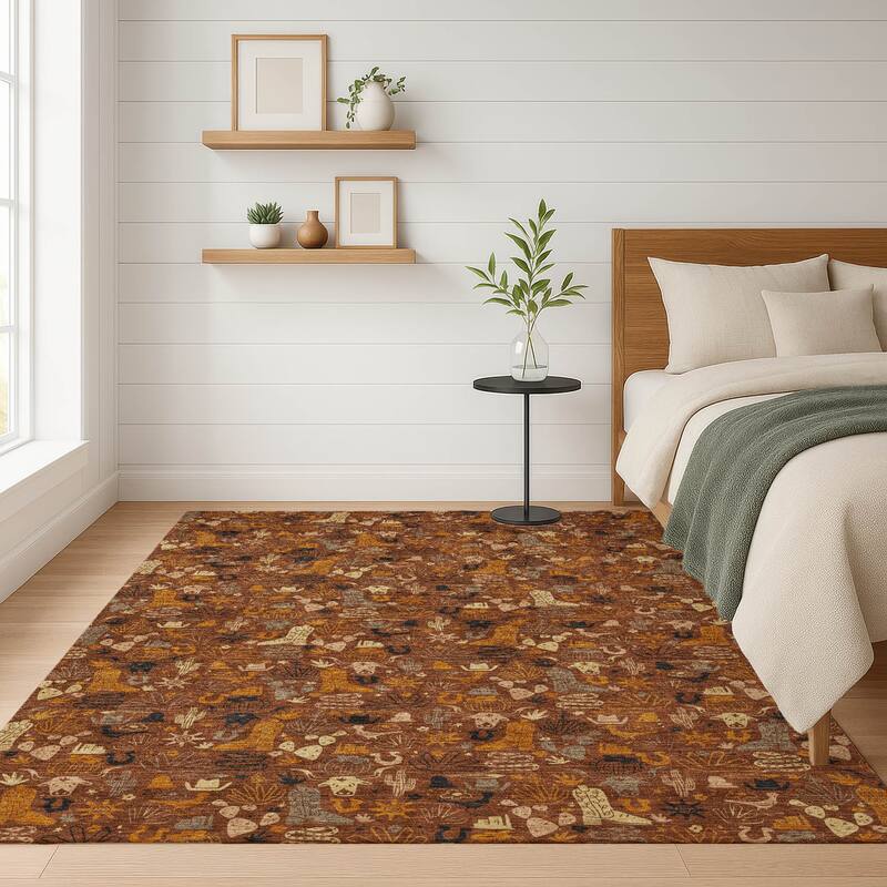 Machine Washable Indoor/ Outdoor Cowboy Dallas Chantille Rug