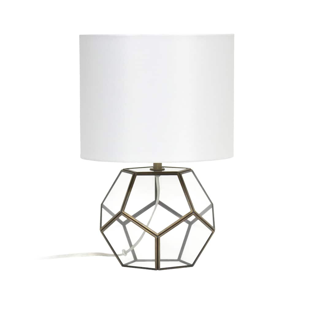 Transparent Octagonal Table Lamp in Brass Finish - Modern Decorative Lighting for Side Table or Desk