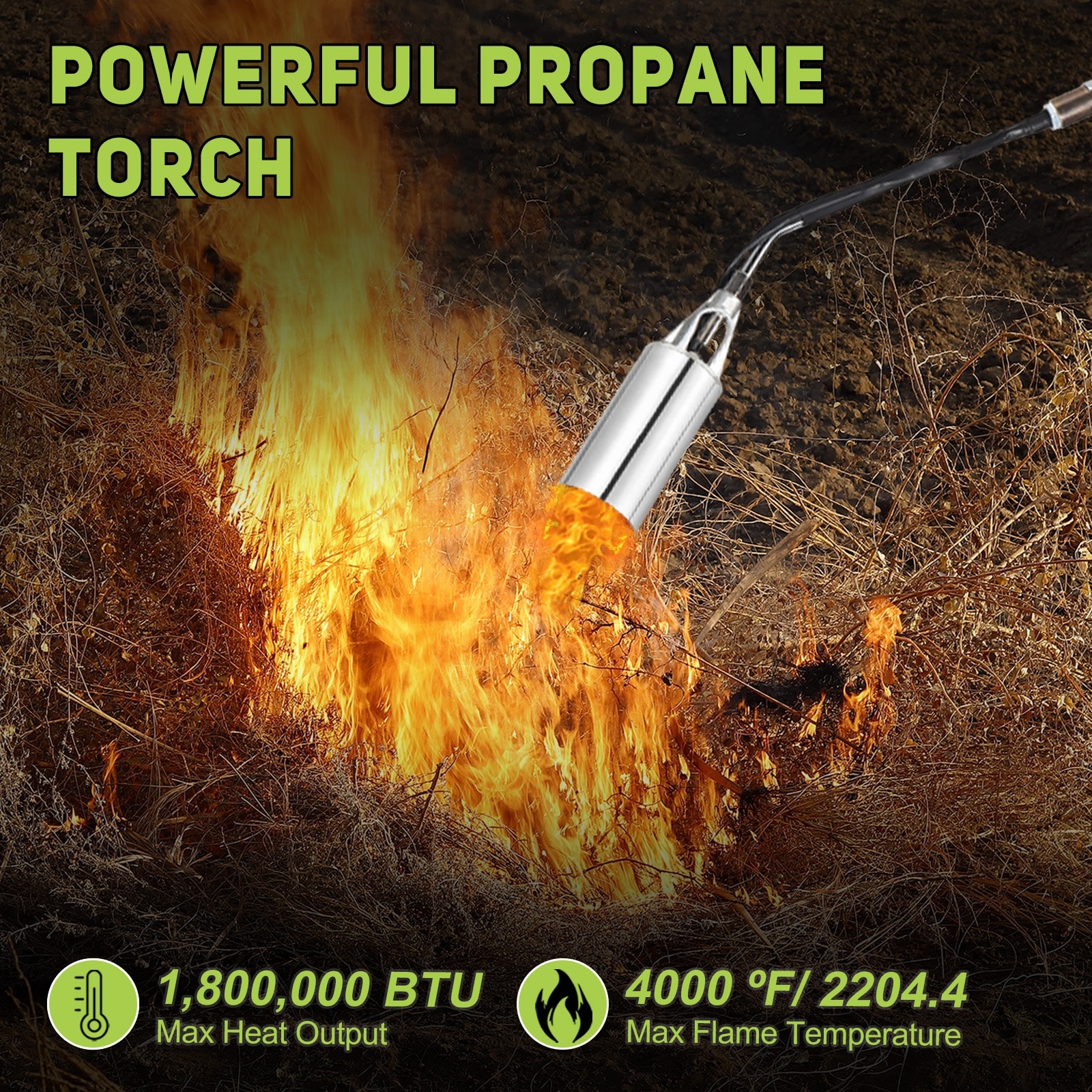 Weed Torch 1800000 BTU with 1lb Propane Cylinder Adapter