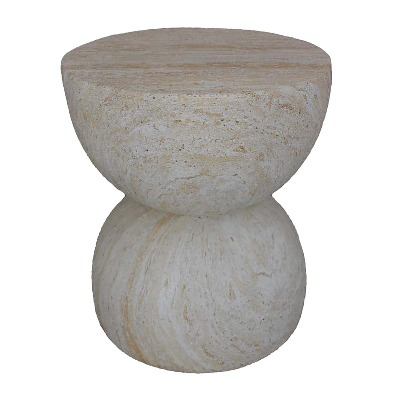 Archi Plant Stand Table, Rounded Design Marbled White Resin 18 Inch