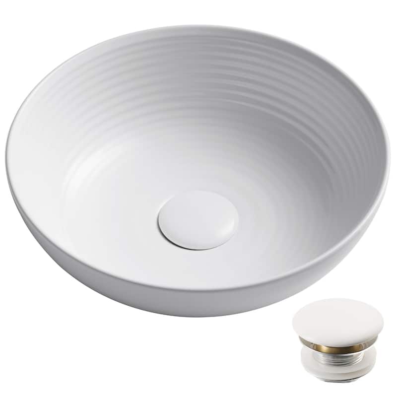 Kraus Viva 13" Circular Vitreous China Vessel Bathroom Sink with - White