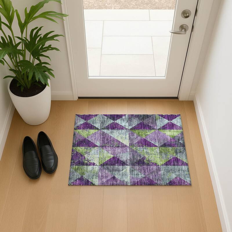 Premium Washable Super Soft Diamond Mosaic Mayfield Rug - Purple - 1'8" x 2'6"