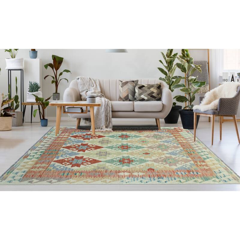 Sun Faded Flatweave Paulina Red/Ivory Rug - 4'10" x 6'6"